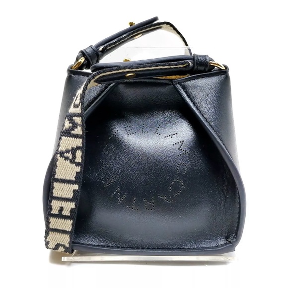 SOLD STELLA MCCARTNEY Eco Alter Nappa Perforated Logo Micro Crossbody Bag Black - Picture 1 of 7